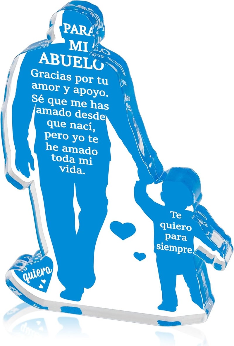 Yopyame Gift for Grandpa from Grandson - Spanish Grandfather Holding Hand with Grandson Acrylic Plaque Sign Best Grandpa Ever Gifts Regalos para Abuelo Father’s Day Christmas Keepsake Paperweight - Image 1